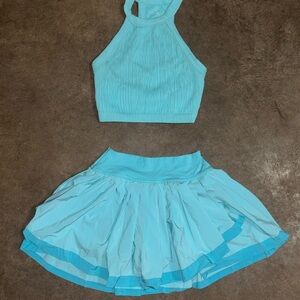Aerie Light Blue Halter Top and Skirt Set